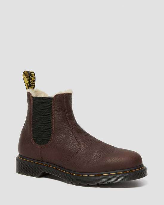 Botas Chelsea Dr. Martens 2976 Faux Fur Lined Mujer Vino MX-34782